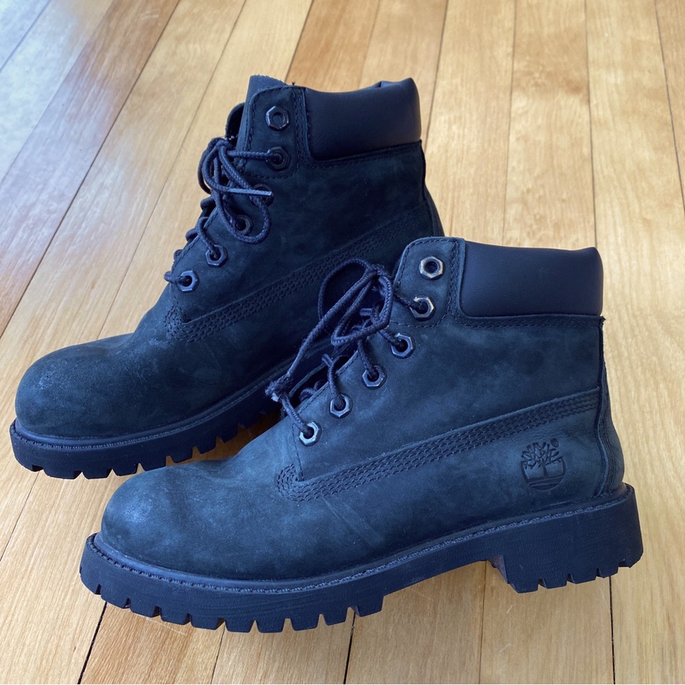 Timberland Boots Youth Boys Size 1 Black Waterproof